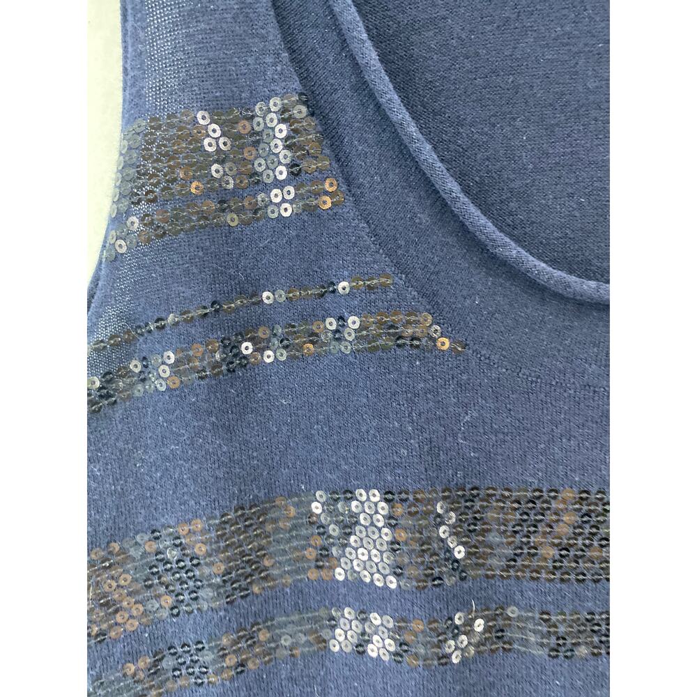 Banana Republic Navy Sequin Roll Neck Tank Top Sleeveless Casual Party Sparkle - Picture 3 of 8
